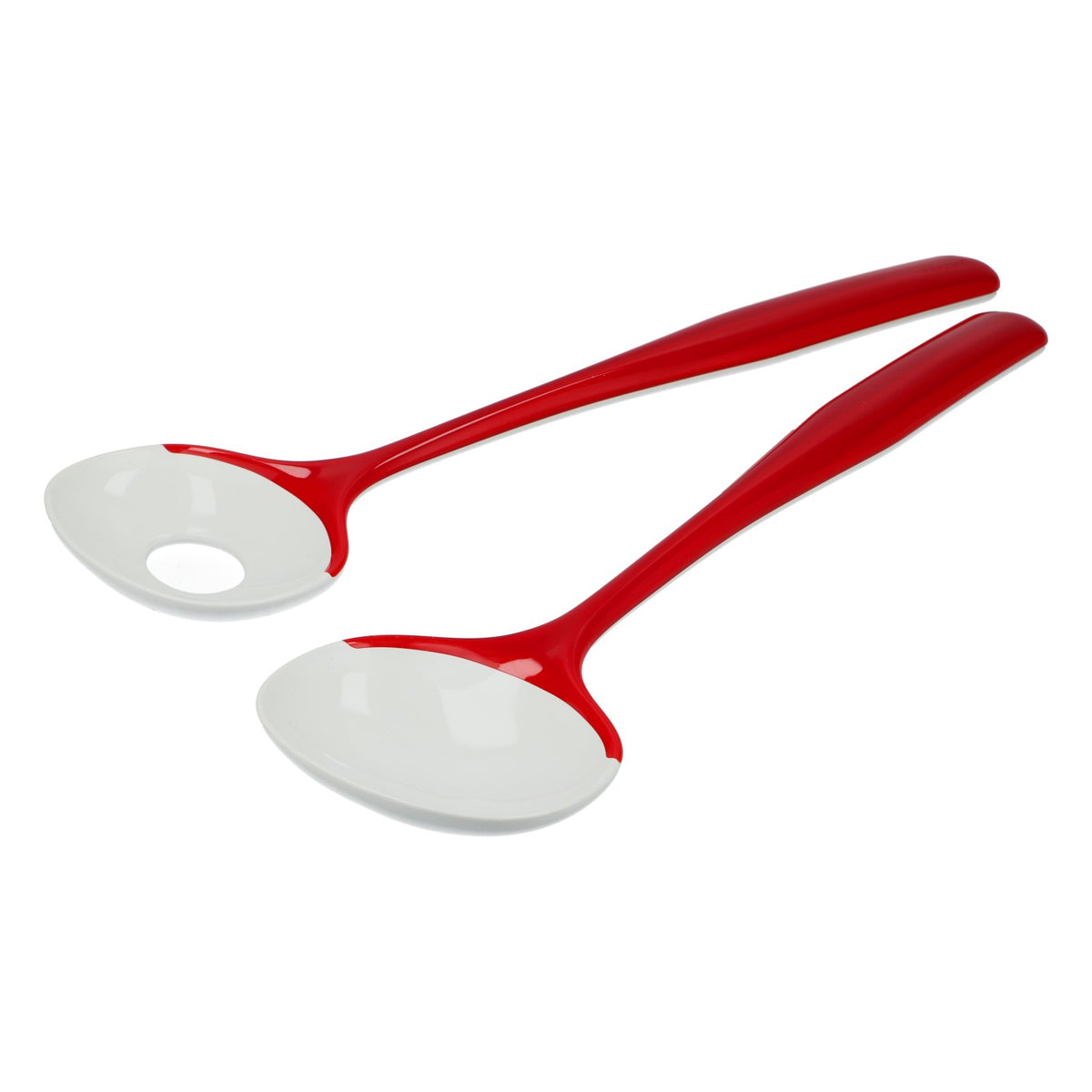 Guzzini "Vintage" Salad Servers, Red/White Plastic, 2-Piece Set