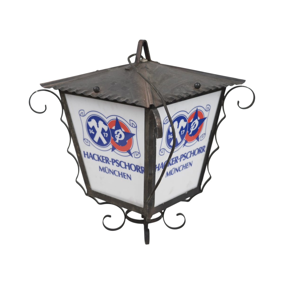 Hacker Pschorr beer hanging lantern brewery restaurant lamp beer garden