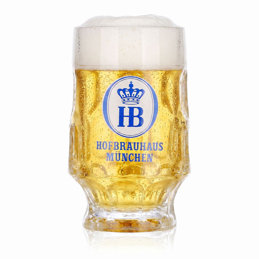 HB Munich Beer Glass, 0.25 L Mug, Relief Design, Blue/White Logo