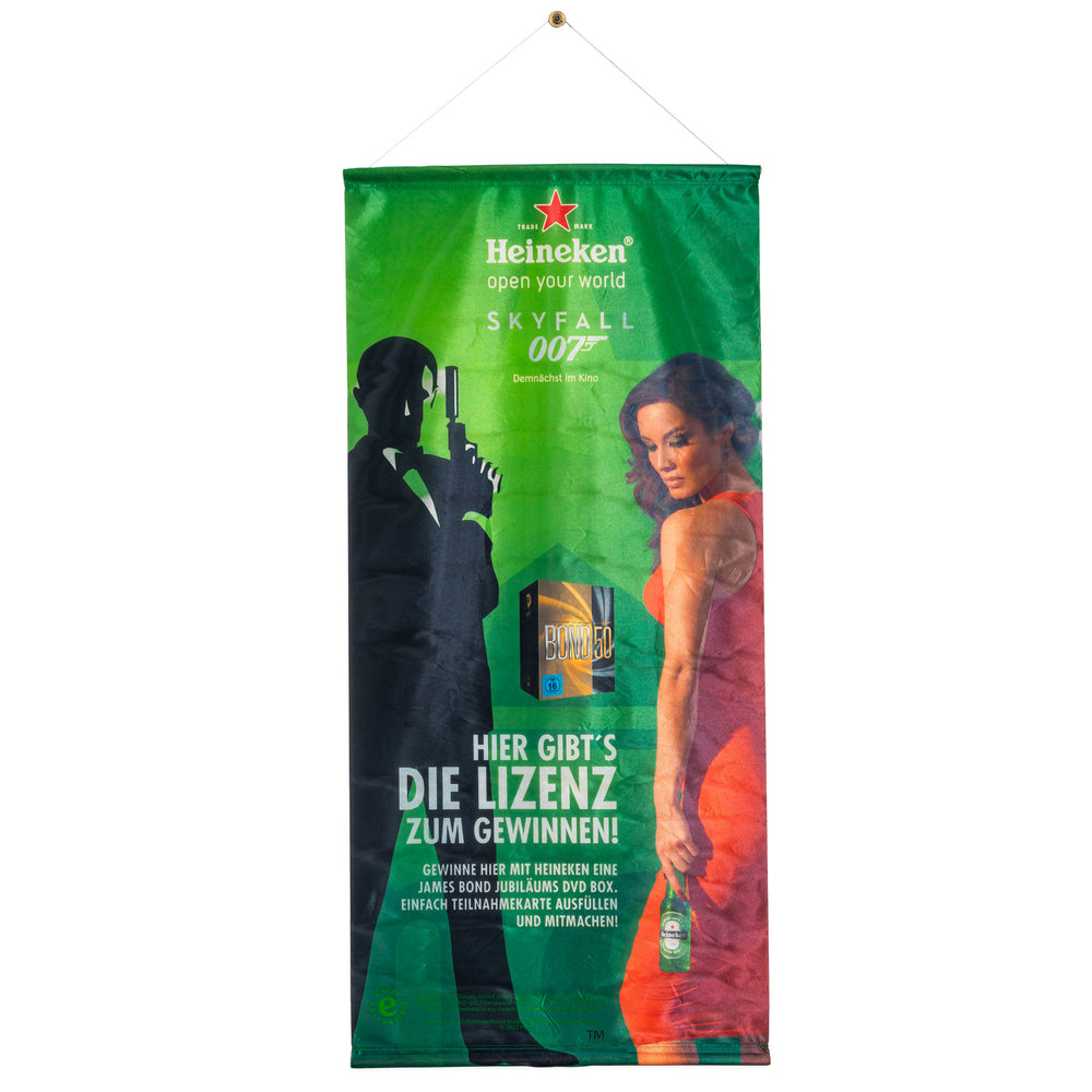 Heineken Beer Banner Roll-Up Display, "Skyfall 007" Green