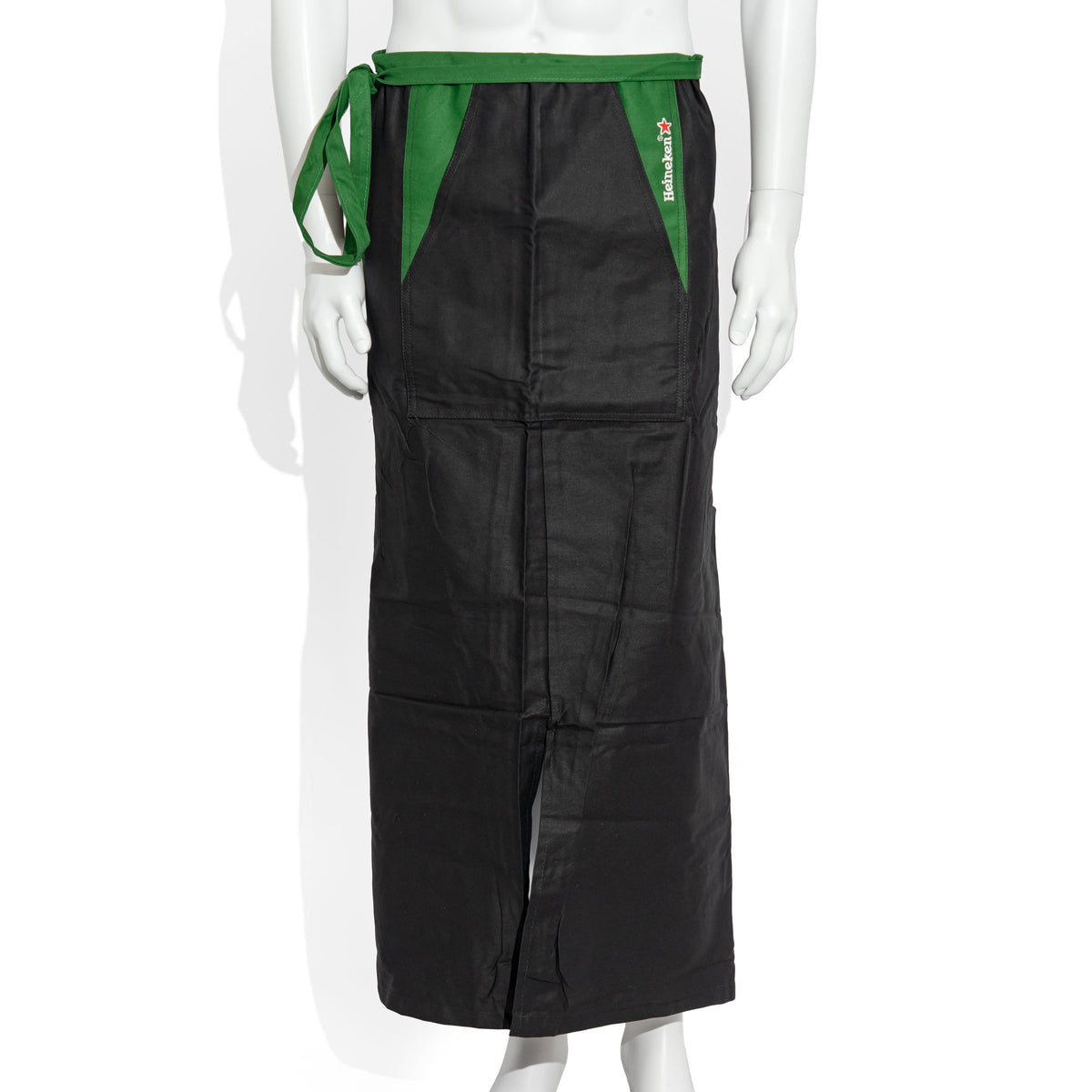 Heineken Beer Glass Blended Fabric Long Bistro Apron, Black/Green
