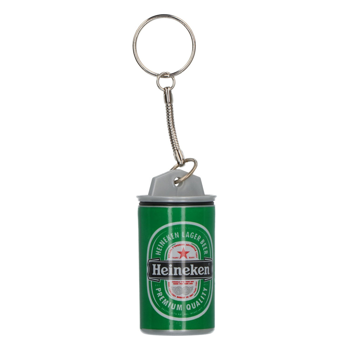 Heineken Keychain Beer Can Container Green Plastic Mini Can