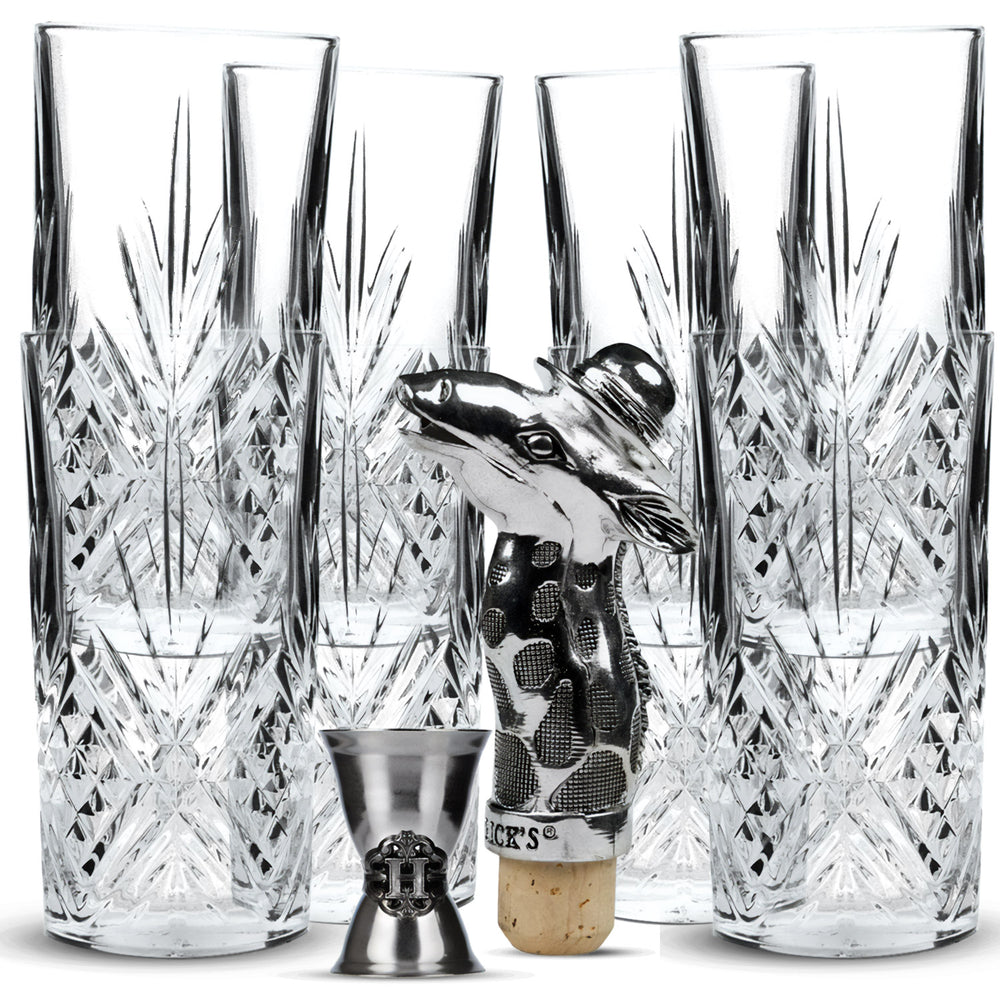 Hendricks Gin Bar Bundle Set II consisting of 6x LD glasses, 1x jigger, 1x metal pourer