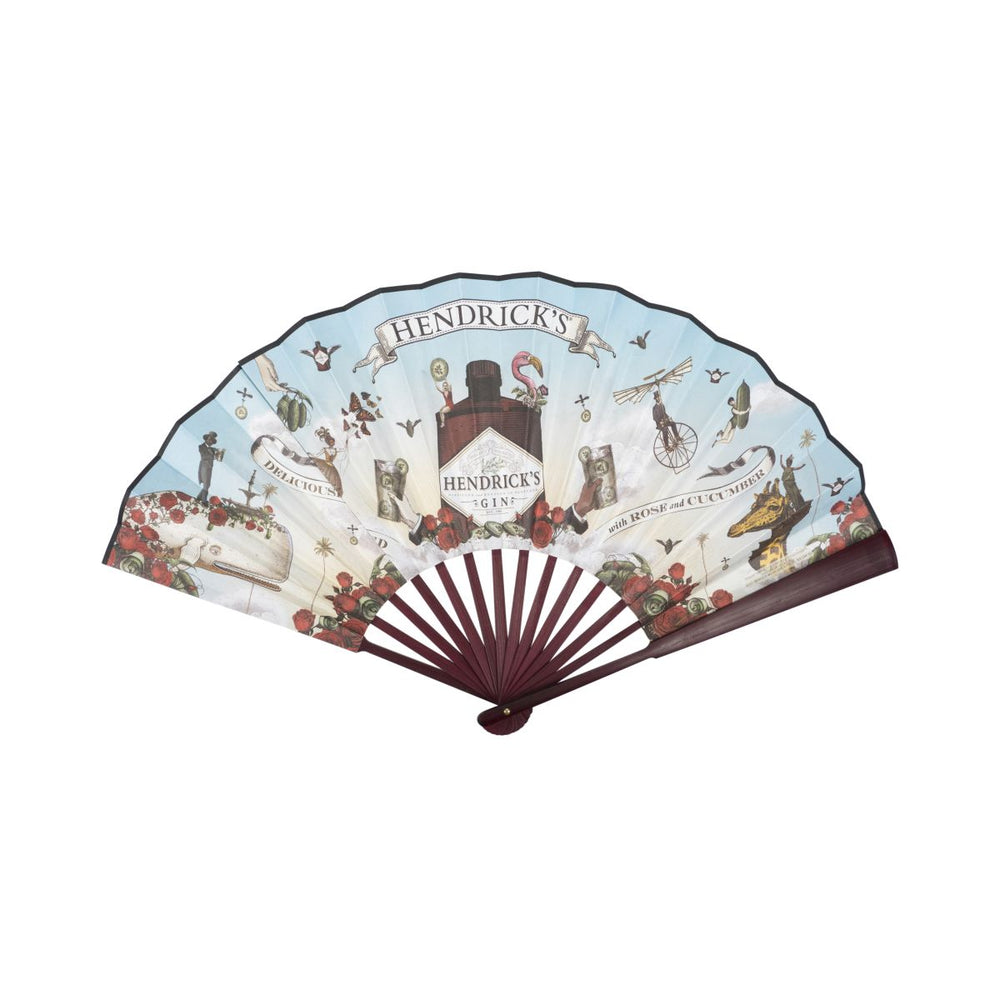 Hendricks Gin Hand Fan Folding Fan Colorful Wood Party Accessory Summer Cooling