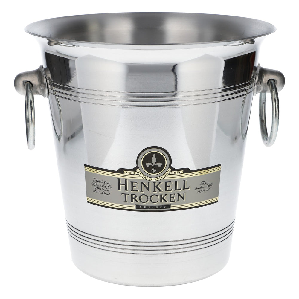 Henkell Champagne Ice Bucket, Bottle Cooler, Ice Cube Container, Handle, Metal, Silver
