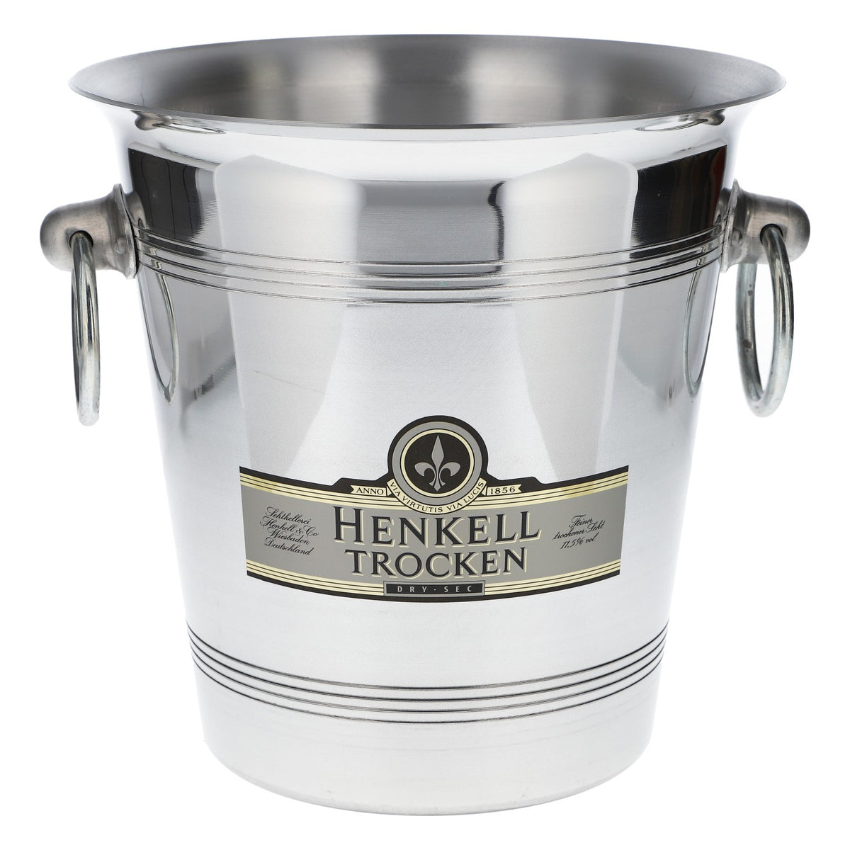 Henkell Champagne Ice Bucket, Bottle Cooler, Ice Cube Container, Handle, Metal, Silver