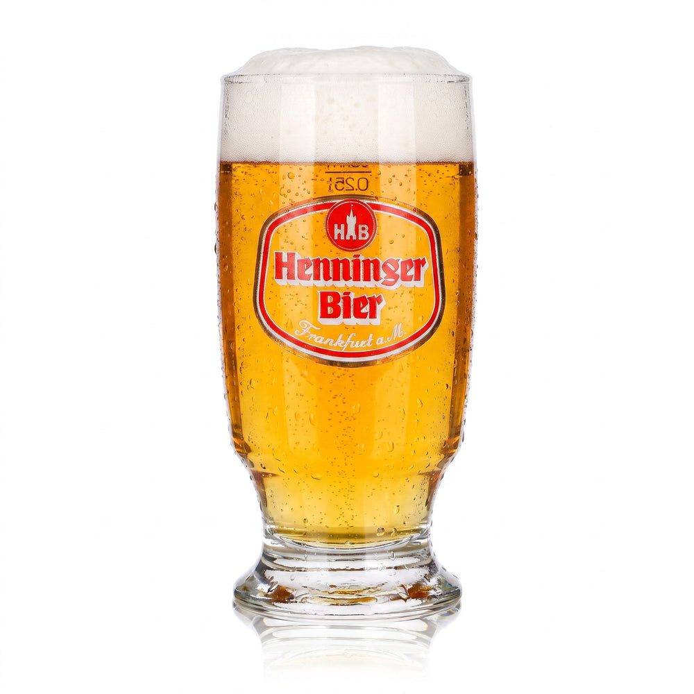 Henninger Beer Glass, 0.25 L Mug, Red Logo, Sahm