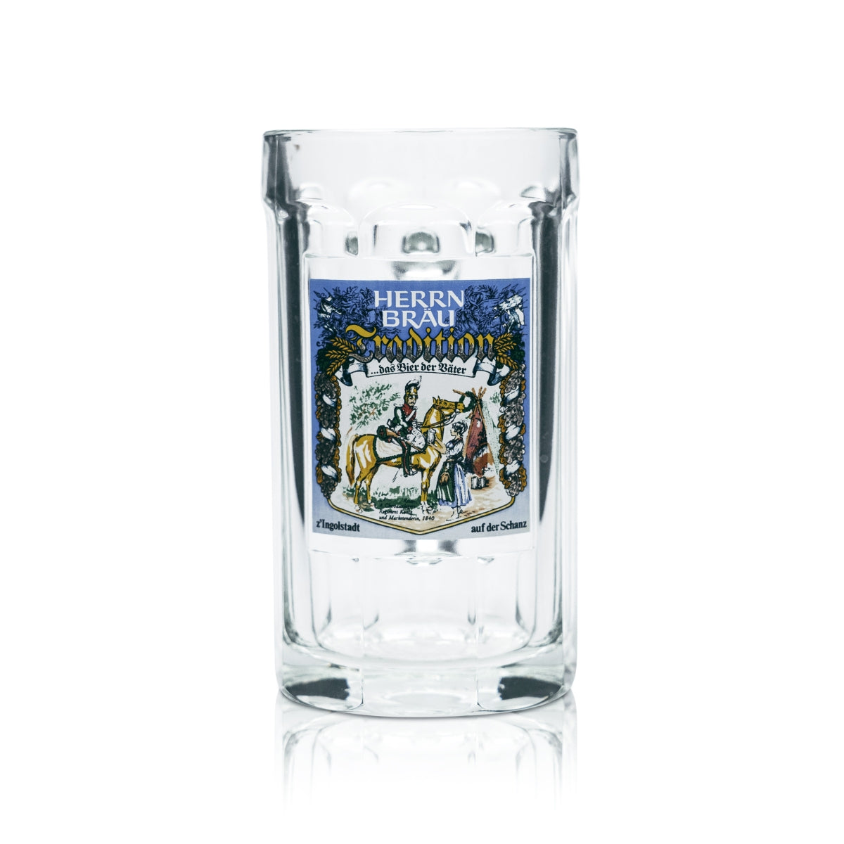 Herrbräu beer mug glass 0.5 l tankard Seidel motif glasses collector's item calibrated catering