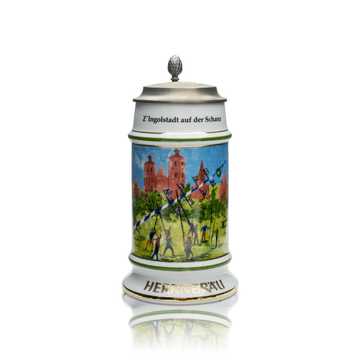 Herrnbräu collector's glass certificate 0.5 l beer mug Christian Seybold 1998 lid