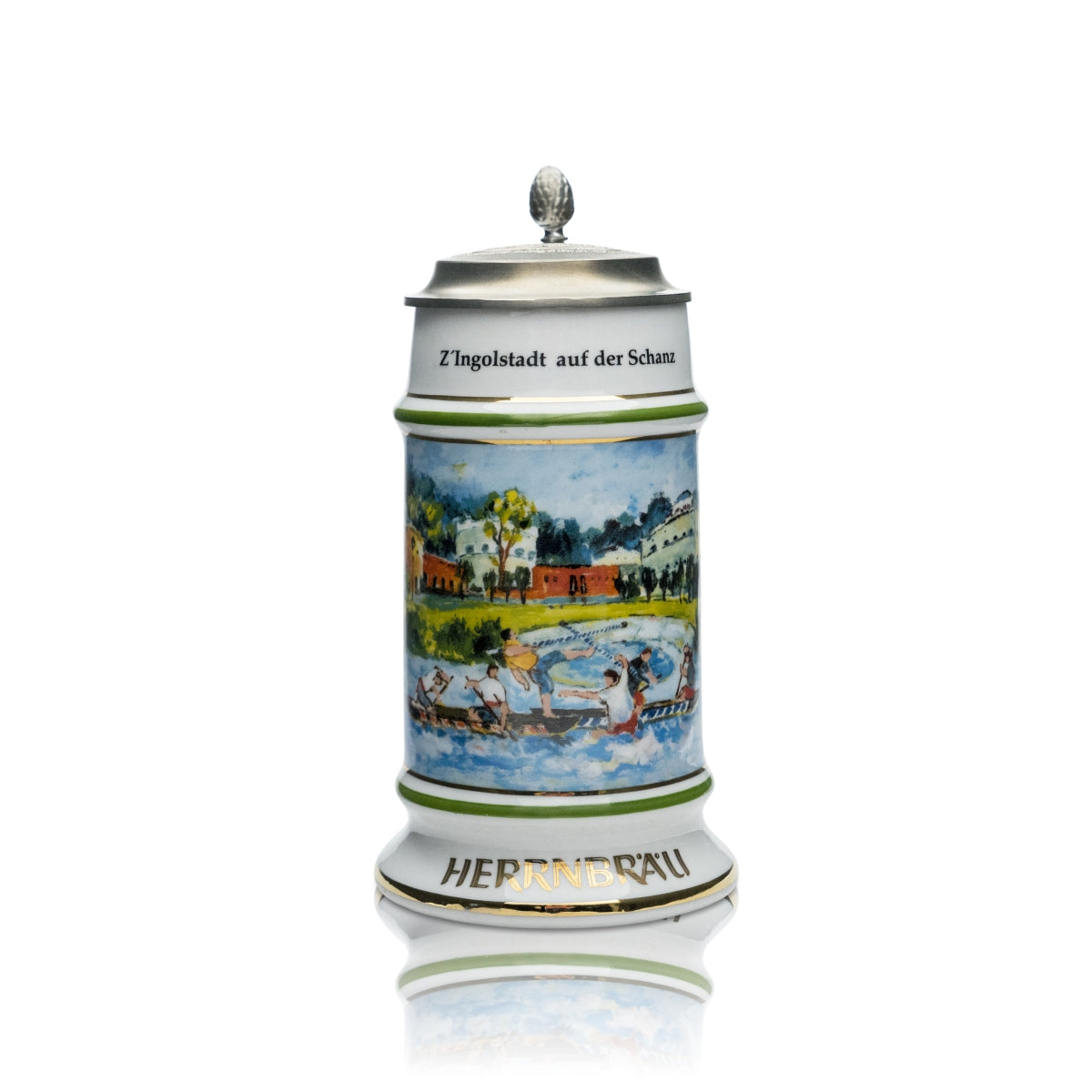 Herrbräu collector's glass certificate 0.5l beer mug Steber Hansi 1997 pewter lid rare