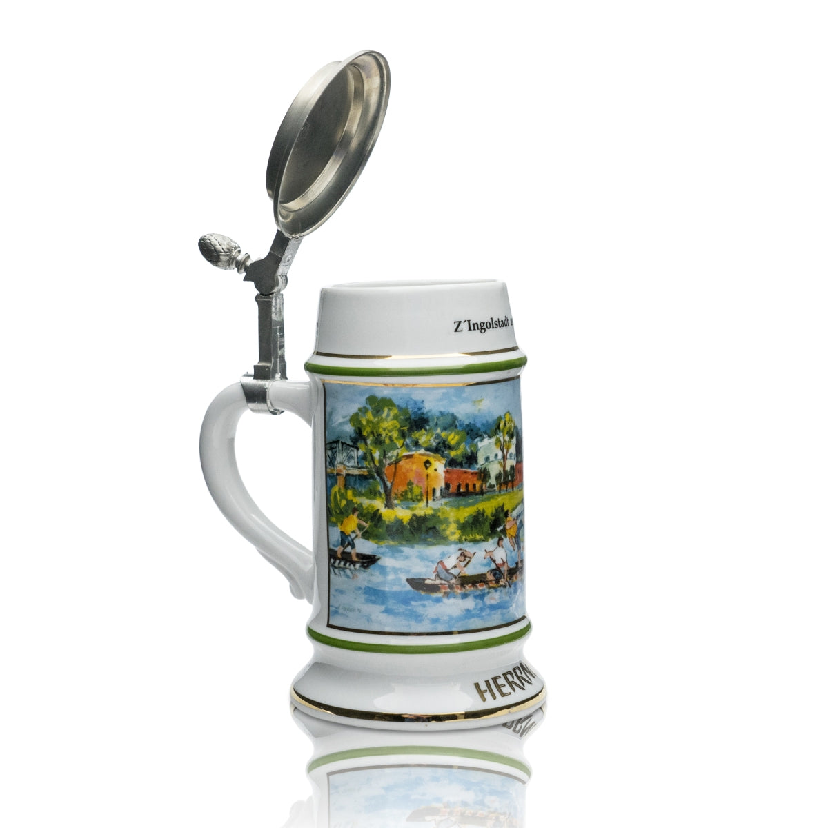 Herrbräu collector's glass certificate 0.5l beer mug Steber Hansi 1997 pewter lid rare – View 4