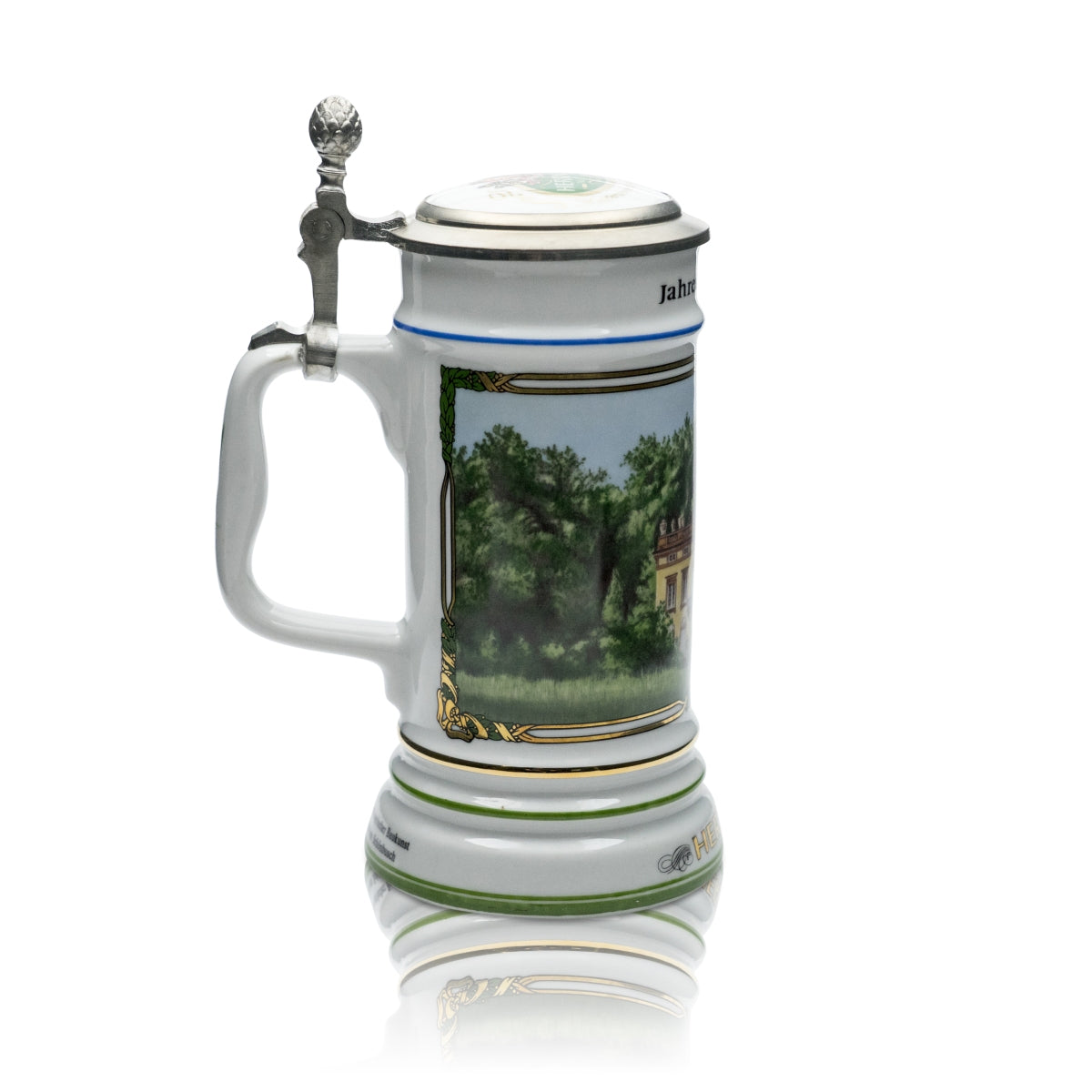 Herrnbräu beer mug glass 0.5 l Seidel tankard Annual mug 1994 pewter lid certificate – View 2