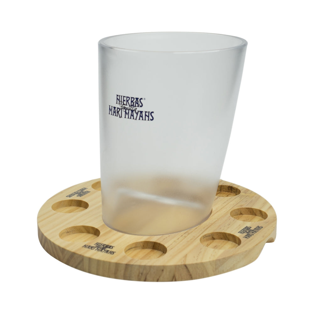 Hierbas Herbal Liqueur Cooler + Wooden Tray Ice Box Cooler Bottle Bar Shot Vintage