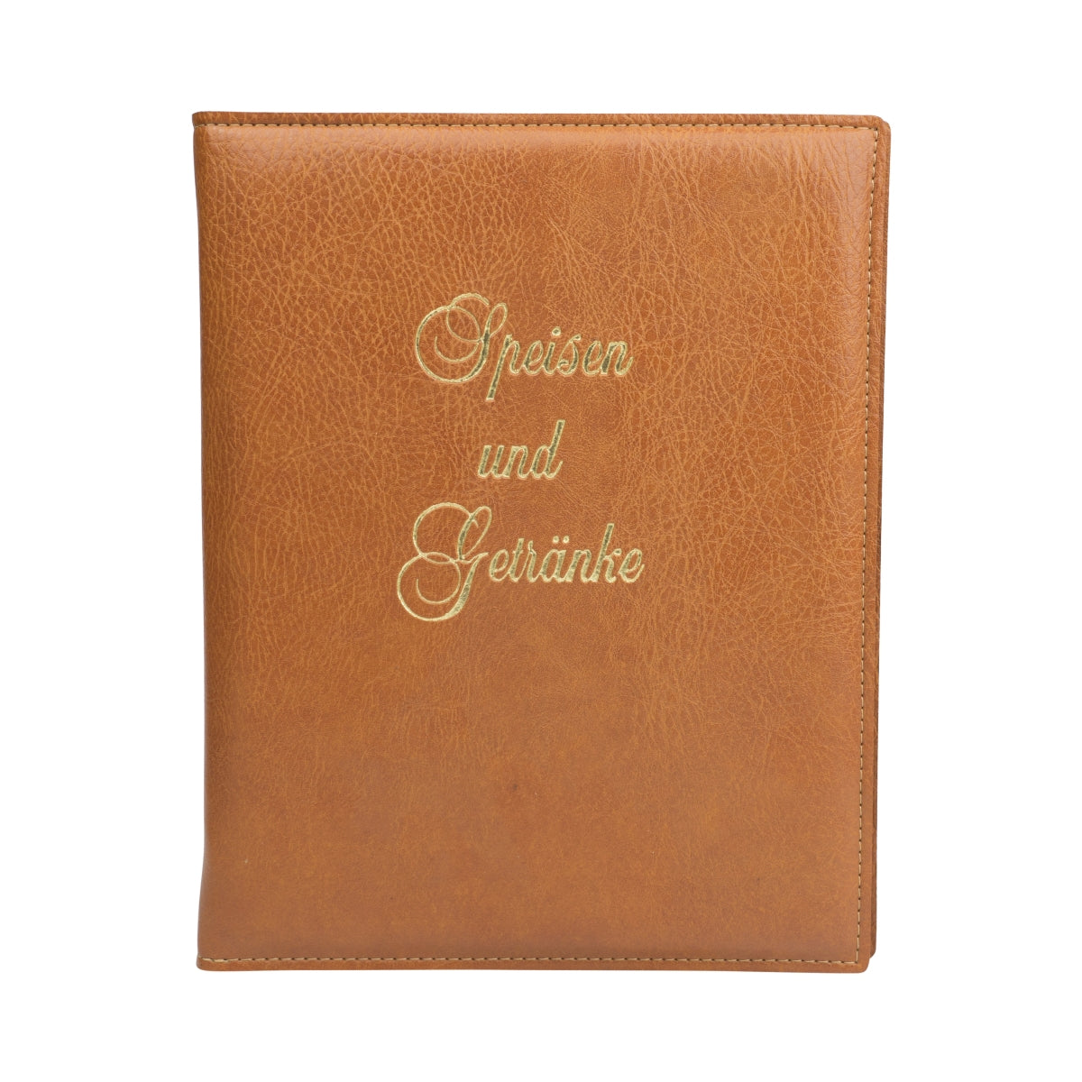Hirsch Bräu Beer Menu Ring Binder Faux Leather A4 Menu Drink Holder Brown