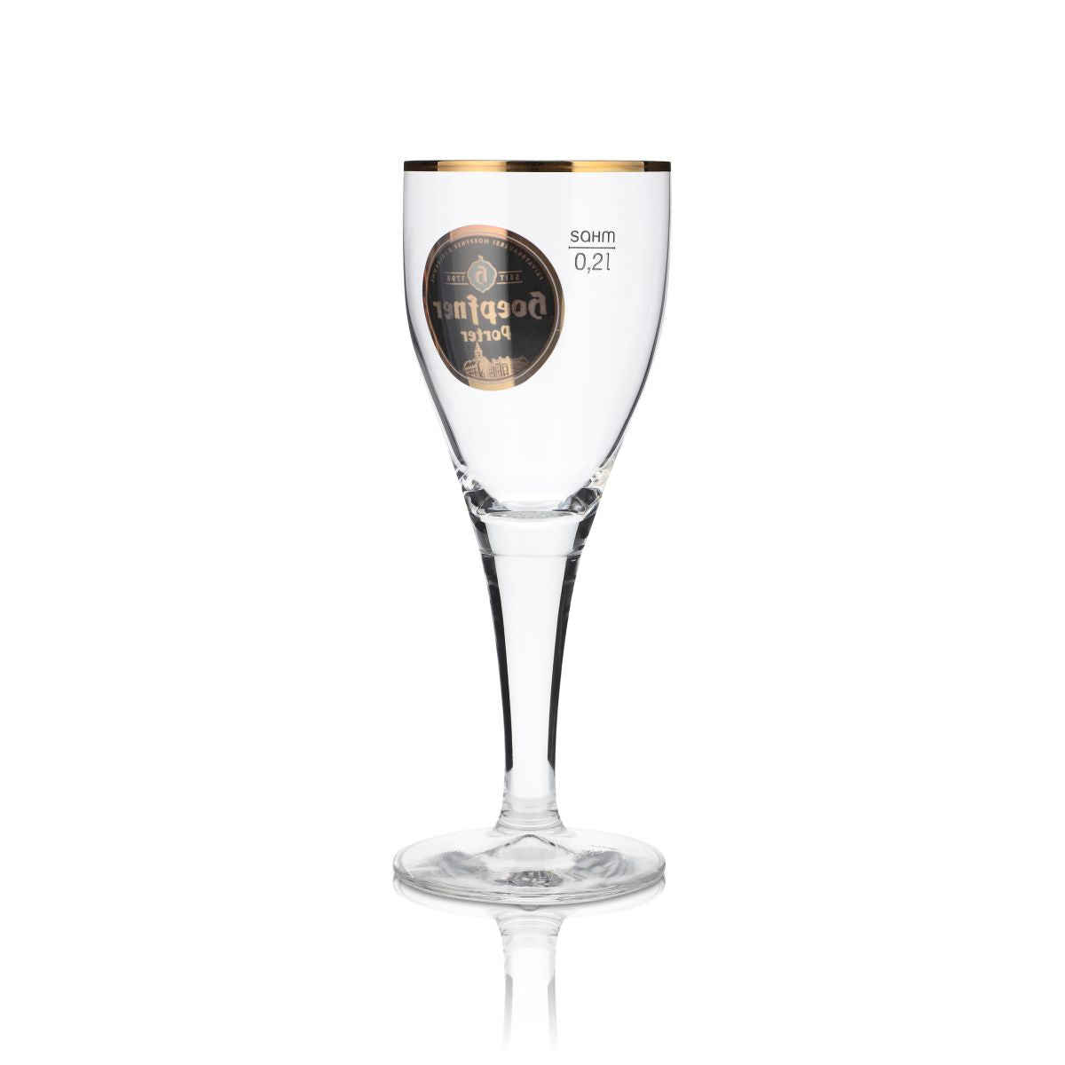 Hoepfner beer glass 0,2l goblet porter gold rim tulip brewery Kralsruhe Baden – View 3