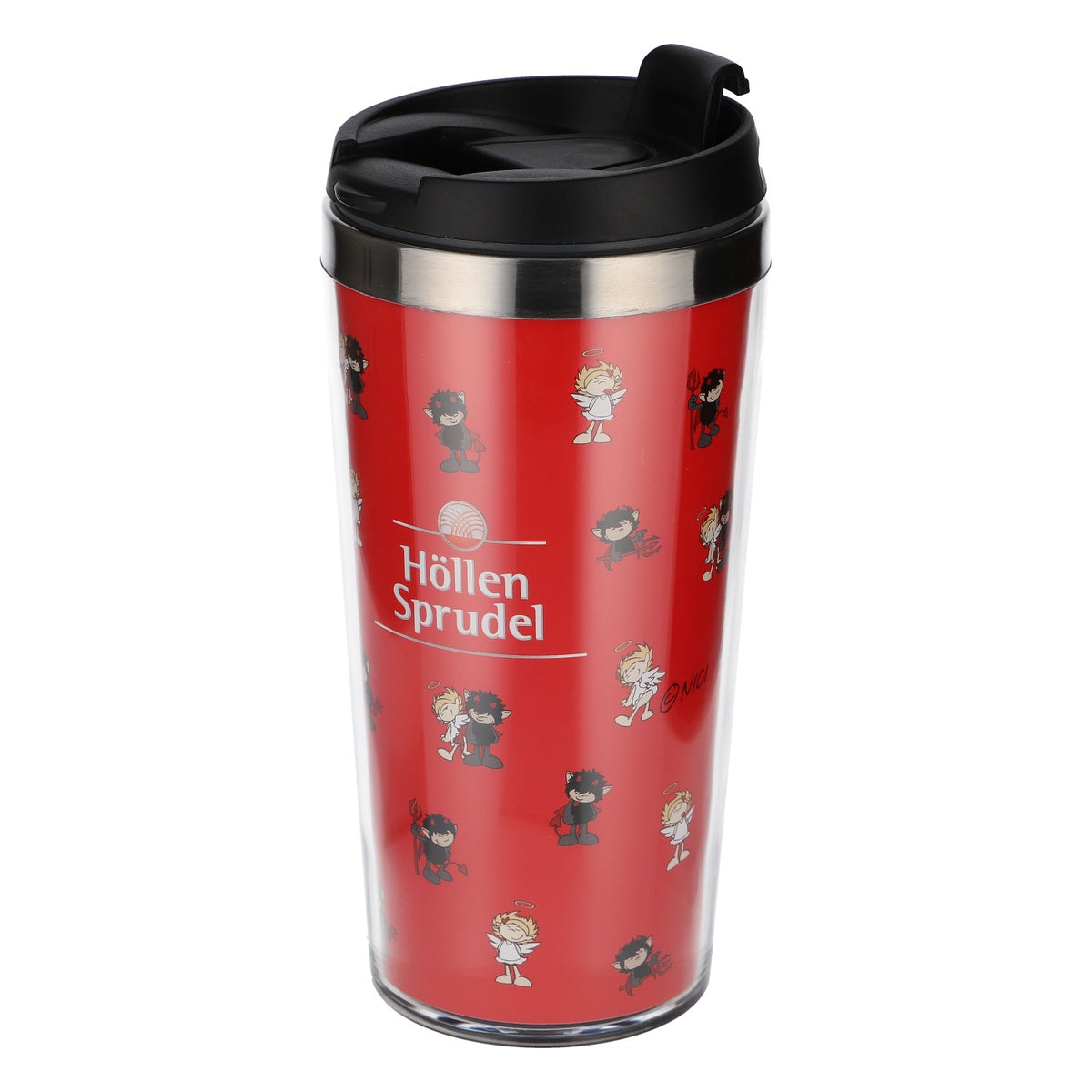 Höllensprudel Water Cup, Insulated Cup with Lid, 0.5 L, Reusable, Red Design – View 3