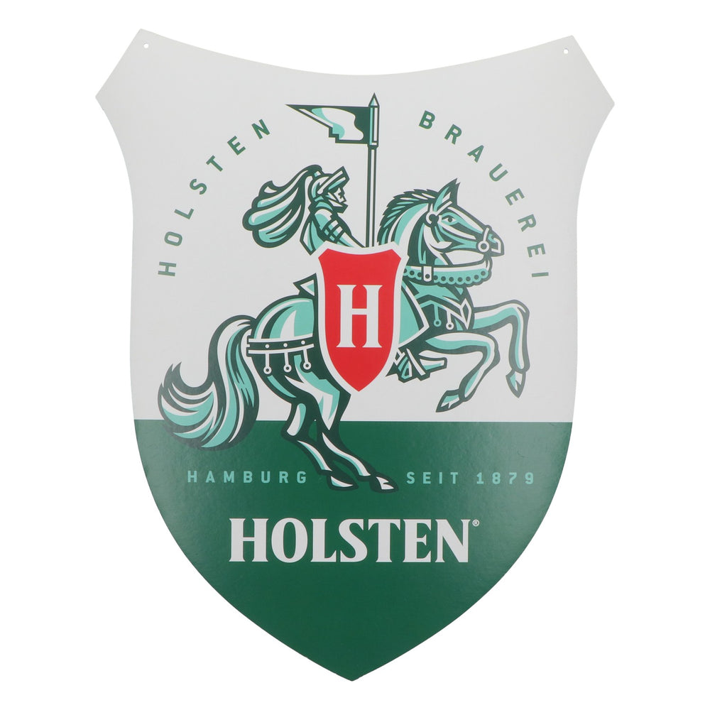 Holsten Beer Advertising Sign, Cardboard, Coat of Arms, 55x44 cm, New, Green Paper, Neon Sign, Wall-Mounted