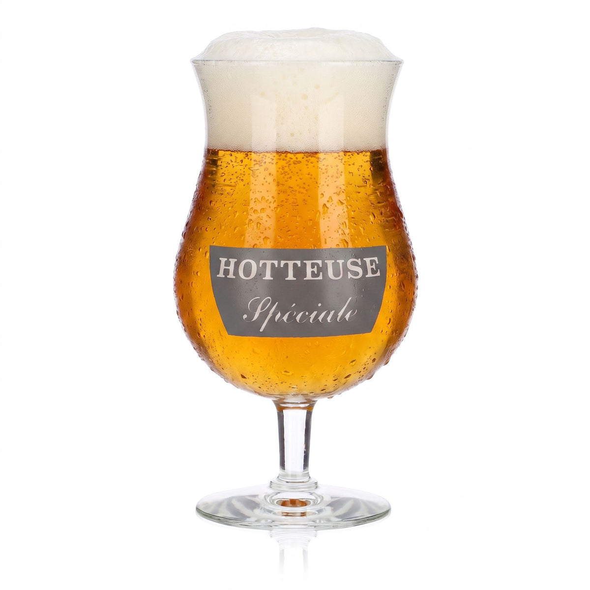 Hotteuse Beer Glass, 0.39 L Tulip Speciale, Black Logo Beer Glass, Goblet