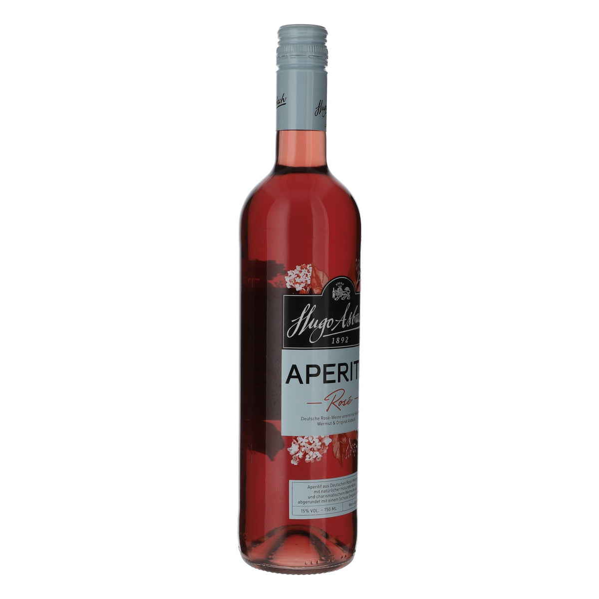 Hugo Asbach Wine Bottle 0.75l Aperitif Rose 15% vol. – View 2