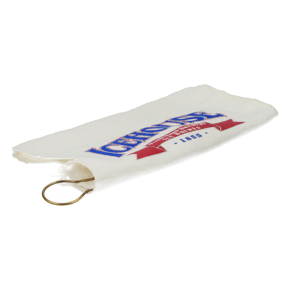 Icehouse Beer Golf Towel Carabiner Hook, White Cotton, Original, 43x28 cm