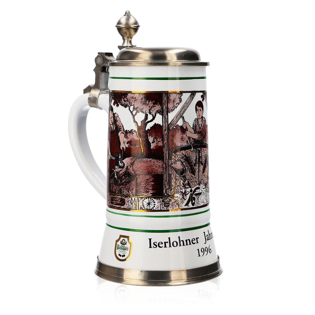 Iserlohn beer glass Annual mug 1996 Stoneware mug Seidel pewter lid 1.09 l mug – View 2