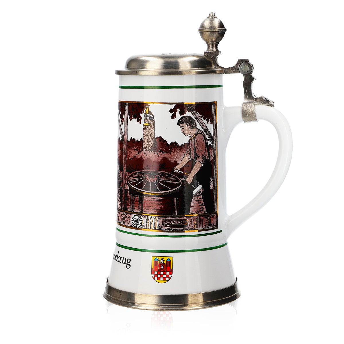 Iserlohn beer glass Annual mug 1996 Stoneware mug Seidel pewter lid 1.09 l mug – View 5