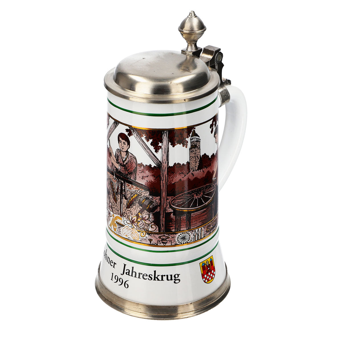 Iserlohn beer glass Annual mug 1996 Stoneware mug Seidel pewter lid 1.09 l mug – View 6