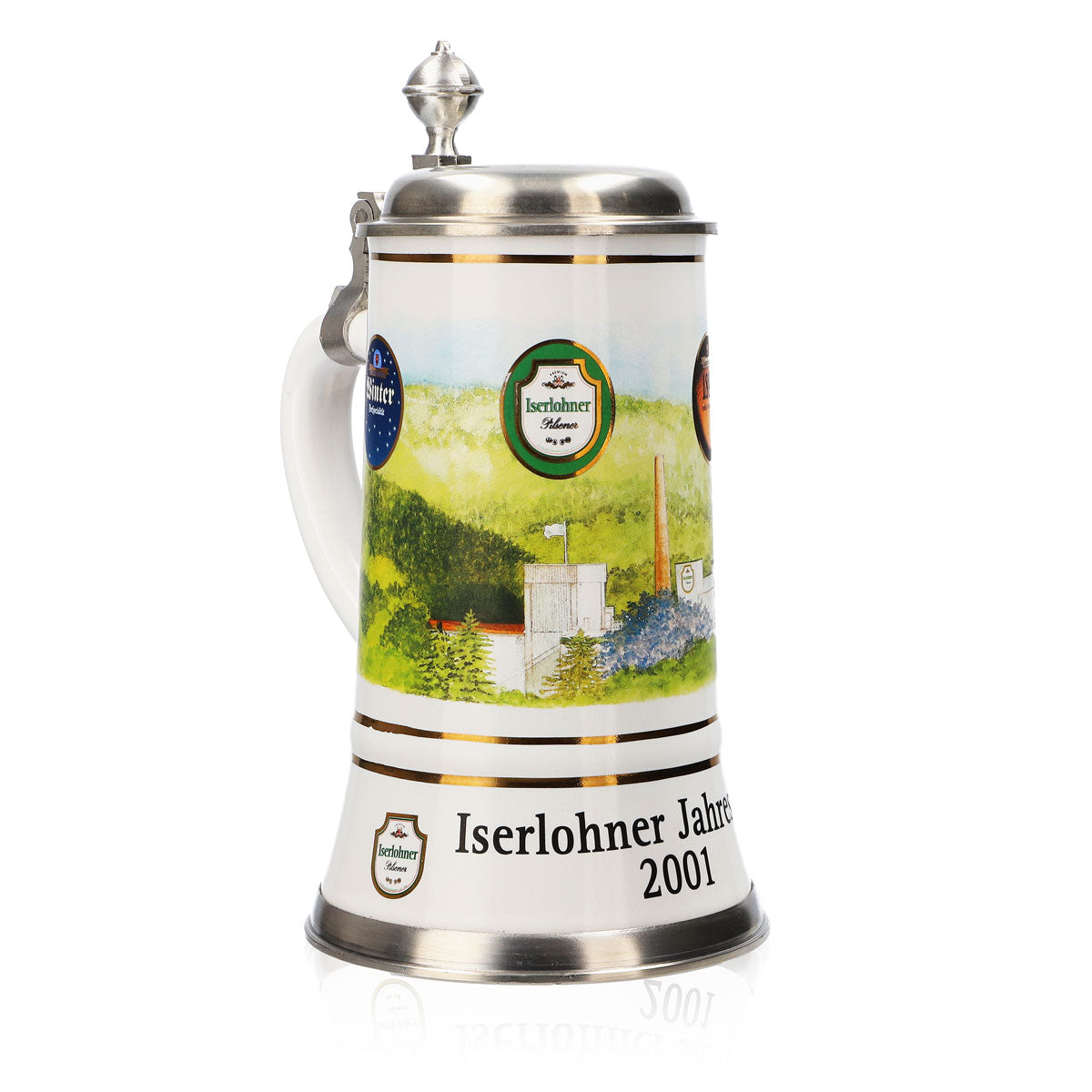 Iserlohn beer glass Annual mug 2001 Stoneware mug Seidel pewter lid 0.65 l mug – View 2