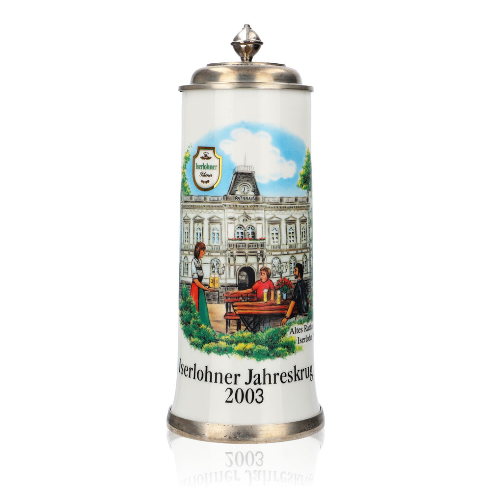 Iserlohn beer glass Annual mug 2003 Stoneware mug Seidel pewter lid 0.88 l mug