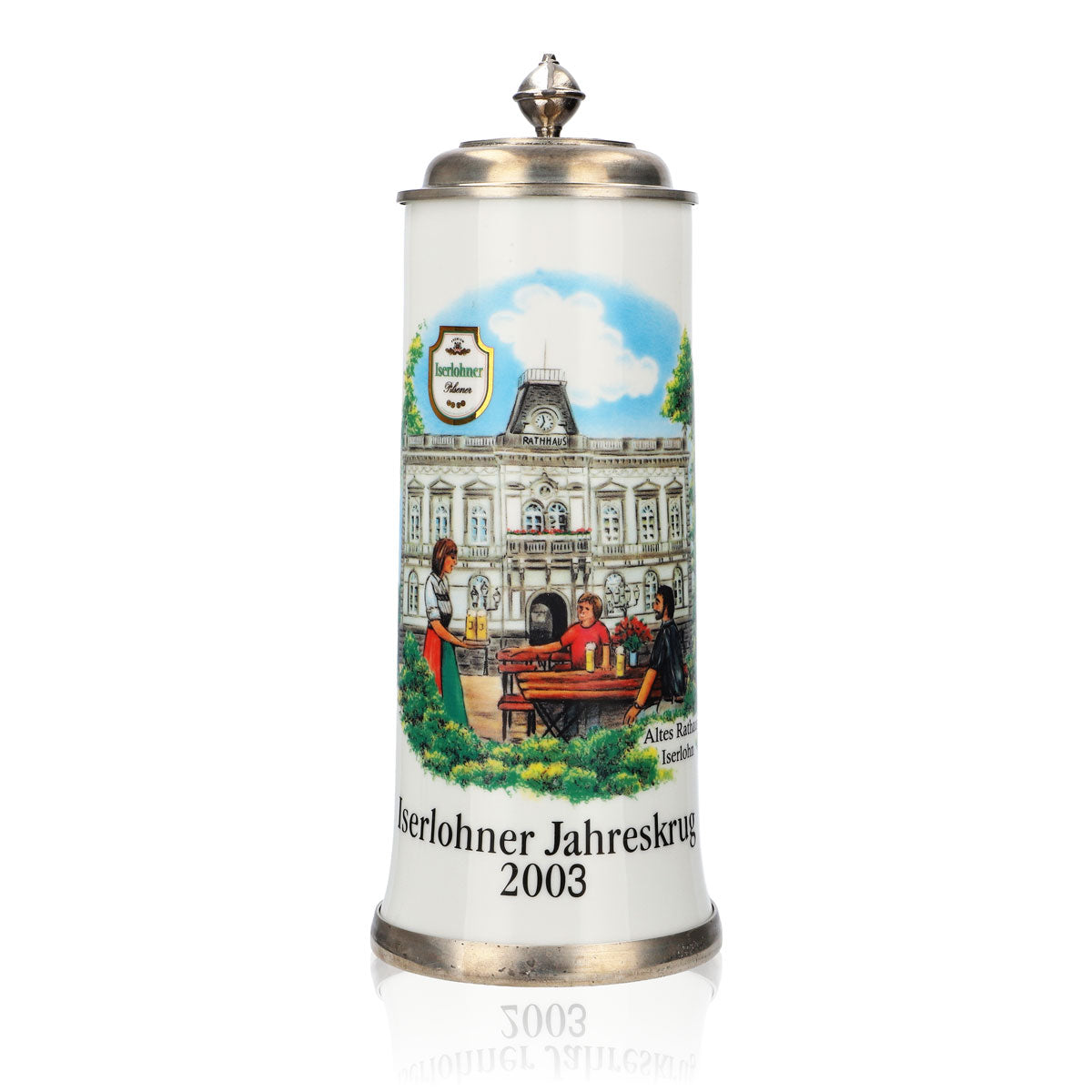 Iserlohn beer glass Annual mug 2003 Stoneware mug Seidel pewter lid 0.88 l mug