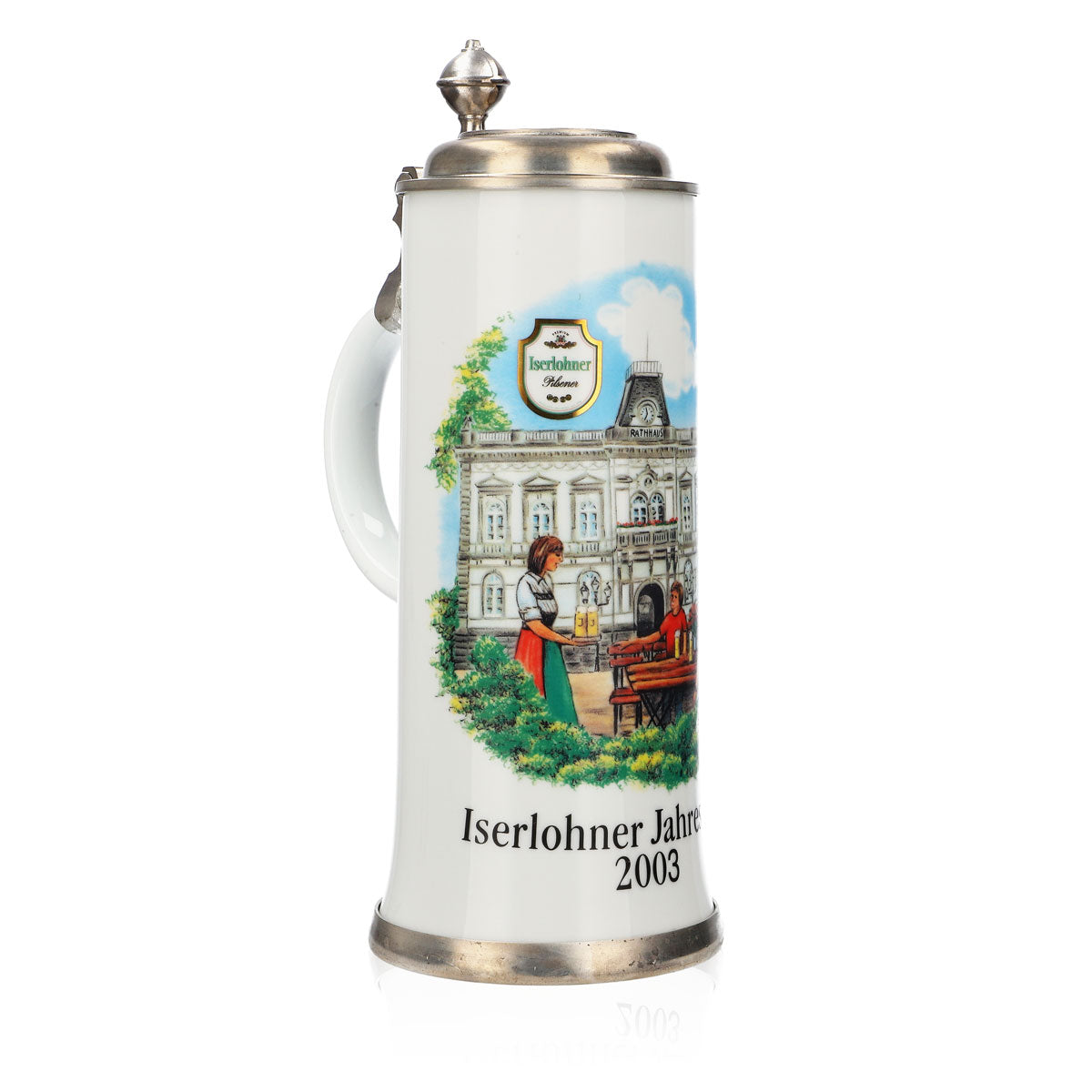 Iserlohn beer glass Annual mug 2003 Stoneware mug Seidel pewter lid 0.88 l mug – View 2