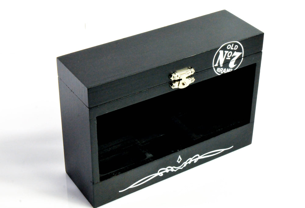 Jack Daniels Real Wood Gift Box Fine Family Set of 3 Miniature Bottles
