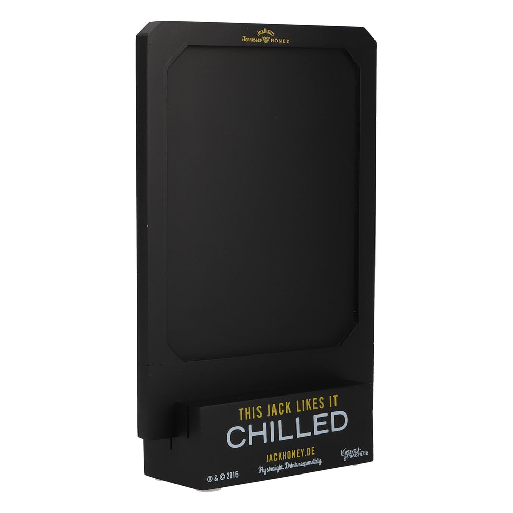 Jack Daniels Honey Whiskey, Table Chalkboard, Real Wood, "Chilled" Black Wood