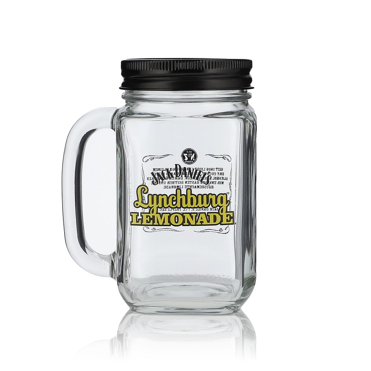 Jack Daniels Lynchburg Lemonade Glasses, Set of 6, Mason Jar, 0.48 L, with Handle and Lid – View 5