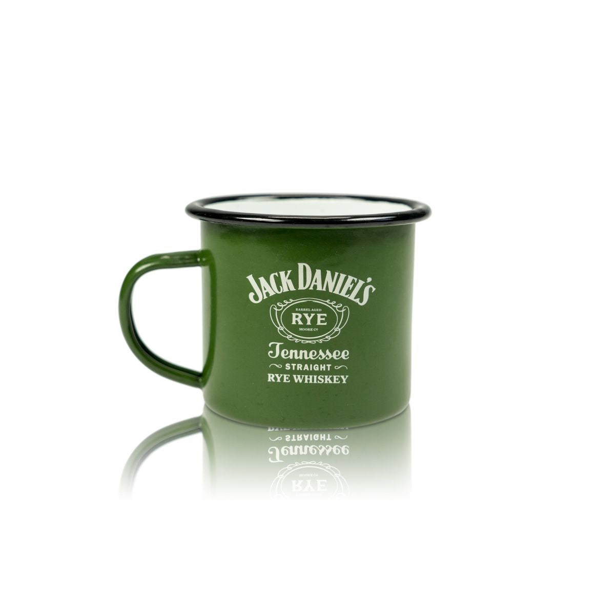 Jack Daniels Metal Mug 0.35l Handle Glass Mug Green RYE Whiskey Edition