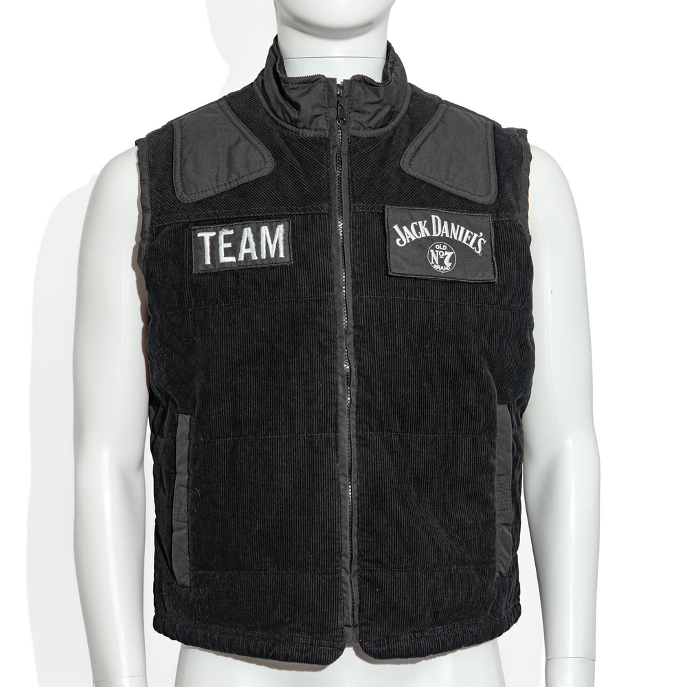 Jack Daniels Whiskey Glass, Size M, Blended Fabric Whiskey Corduroy Vest with Square Chest Logo