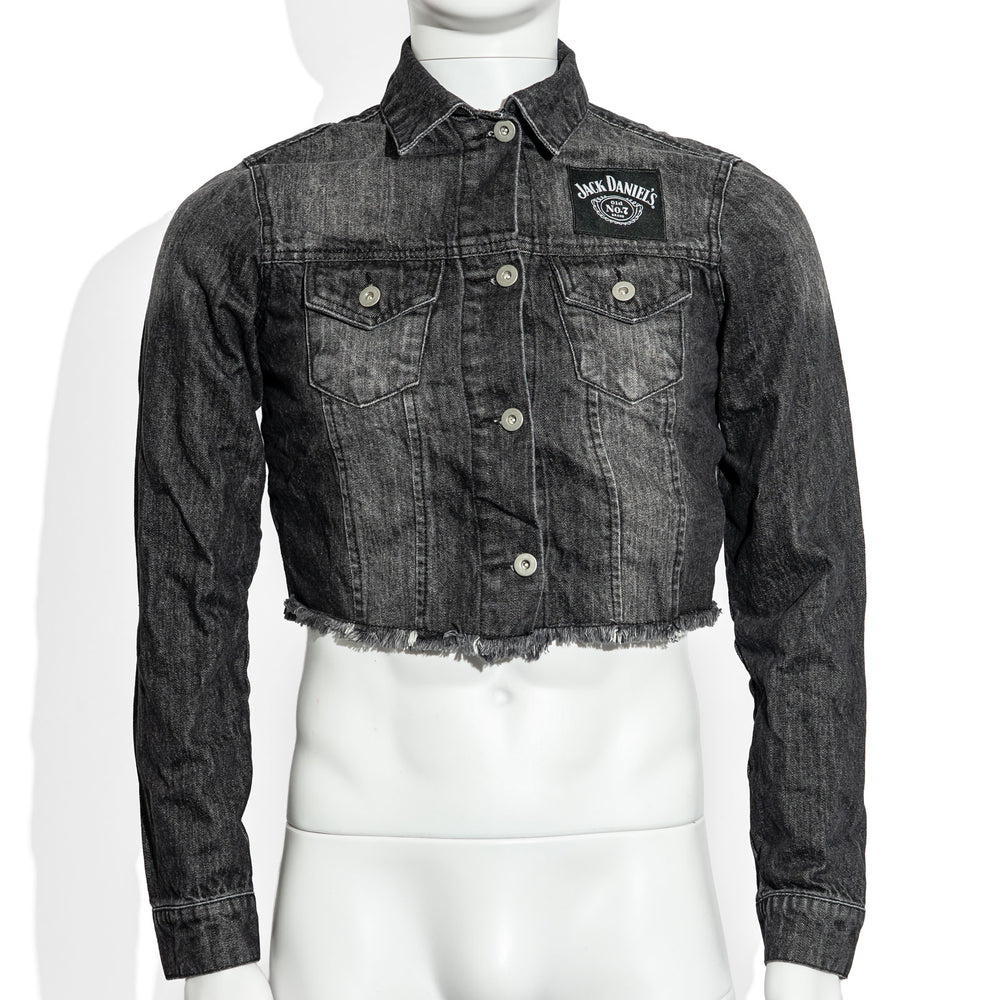 Jack Daniels Whiskey Glass LED Size M Blended Fabric Whiskey Girly Short Jeans Jacket No. 7