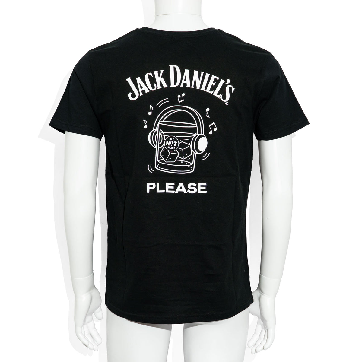 Jack Daniels Whiskey Glass Round Neck Unisex T-Shirt "Please" Cotton – View 3