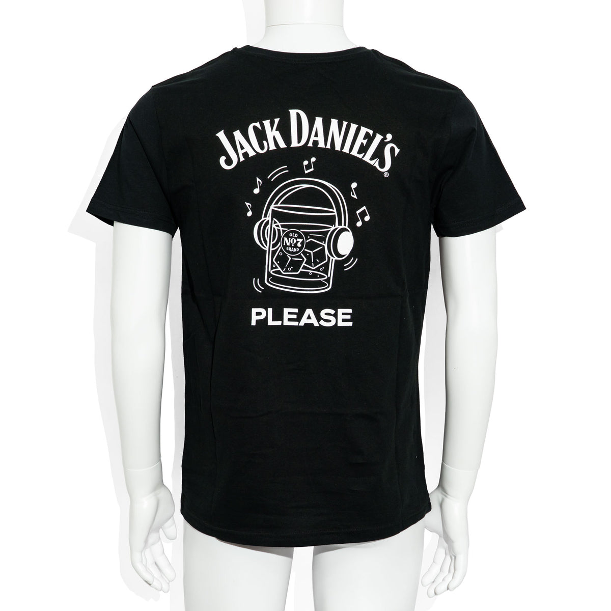 Jack Daniels Whiskey Glass Round Neck Unisex T-Shirt "Please" Cotton – View 3