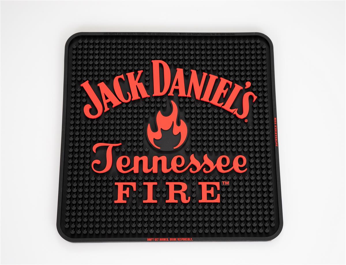 Jack Daniels Whiskey Bar Mat Drip Mat Bar Accessories Fire Square Red