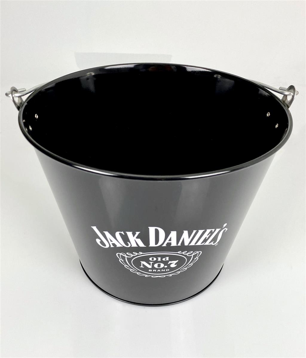 Jack Daniels Whiskey Tin Bucket Ice Cube Container Bottle Cooler Black