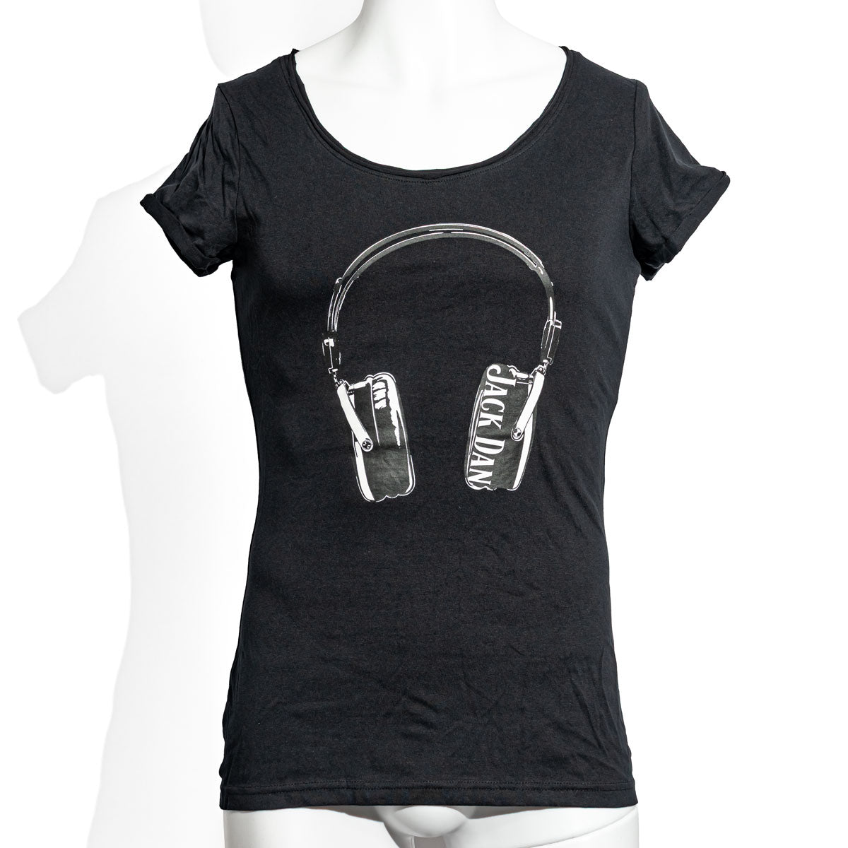 Jack Daniels Whiskey Girly T-Shirt Rocks Headphone white logo No. 7 Size M
