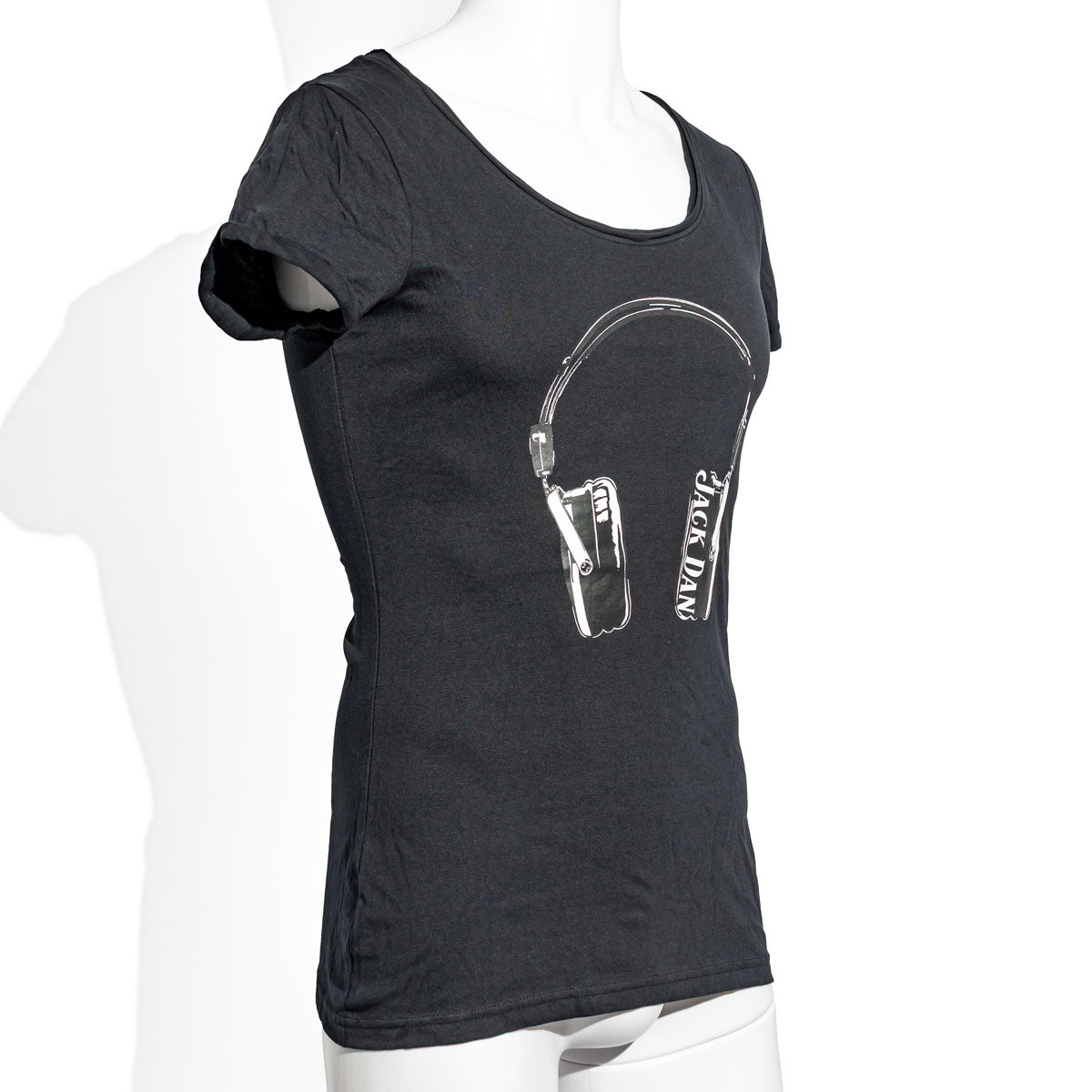 Jack Daniels Whiskey Girly T-Shirt Rocks Headphone white logo No. 7 Size M – View 2