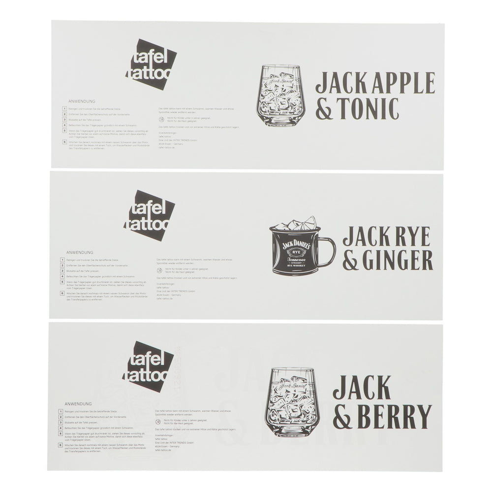 Jack Daniels Whiskey Table Tattoo 40x15 cm "Jack & Berry" + Glass