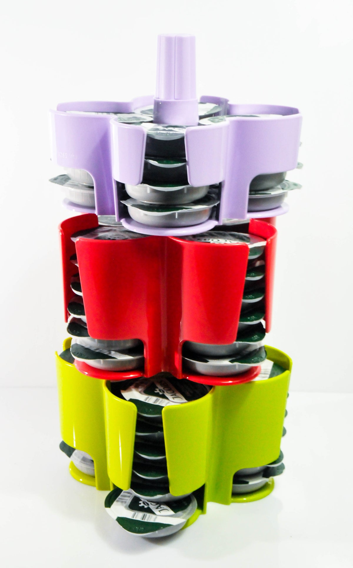 Jacobs Tassimo, Koziol 3-tier capsule carousel dispenser Disk dispenser for 64 coffee capsules – View 2
