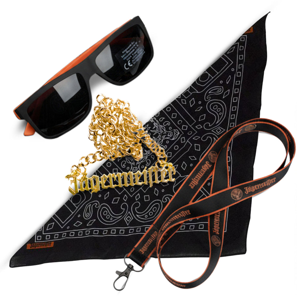 Jägermeister Leisure Bundle Set I with Gold Chain, Sunglasses, Pendant, Bandana