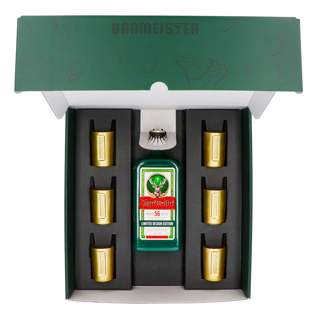 Jägermeister Likör Geschenksets grün–Shotglas gold–Herbal Green 0,7l – Ansicht 5
