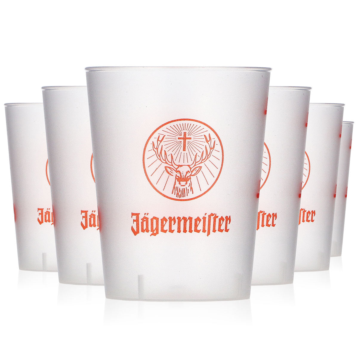 Jägermeister Liqueur Glasses, Pack of 50, 2 cl/4 cl Orange Shot Glasses, Plastic, Kölsch