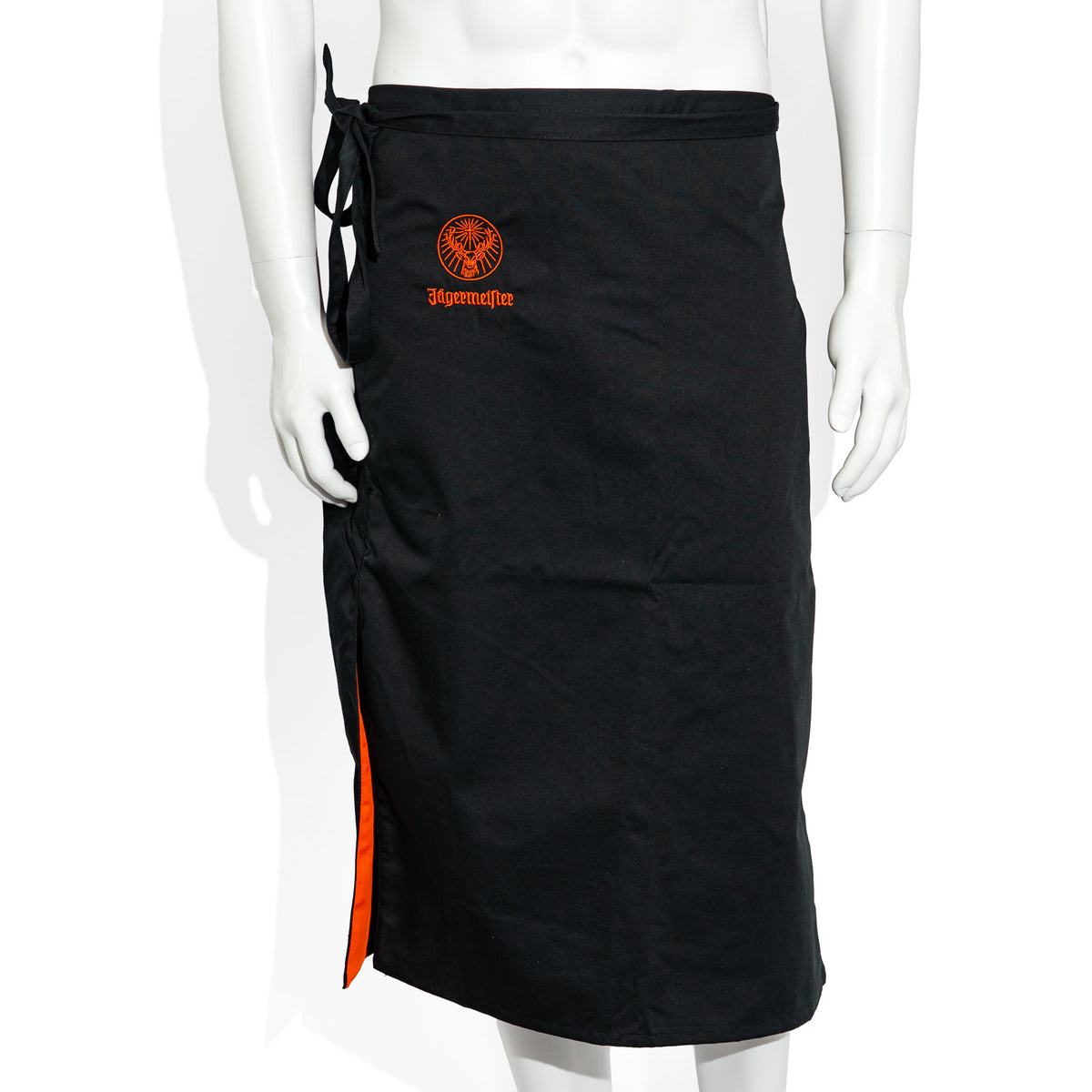 Jägermeister Liqueur Glass Bistro Apron with Logo, Orange Stripes, Long Apron