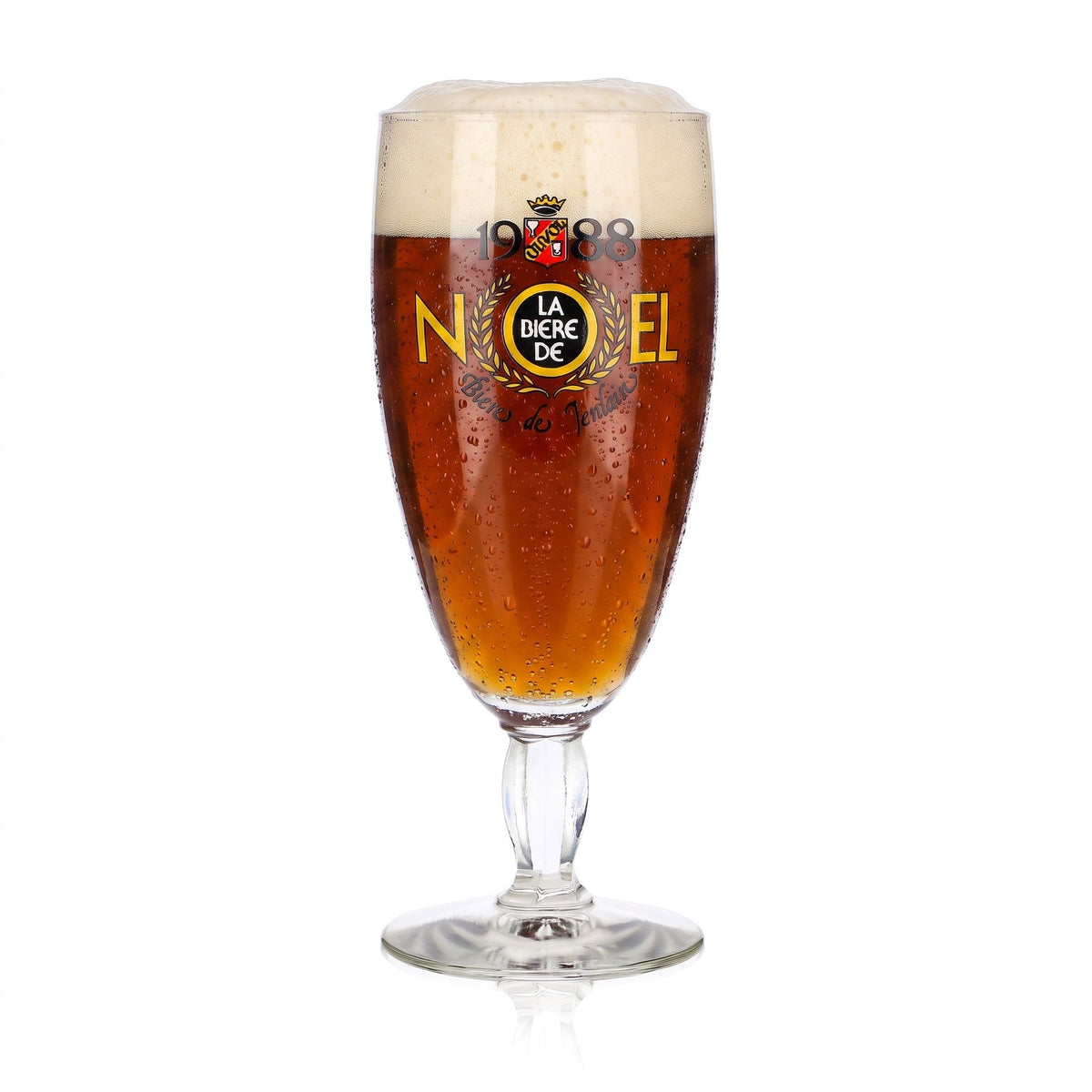 Jenlain Beer Glass, 0.25 L Tulip-Shaped "Noel 1988" Square-Stemmed Beer Glass